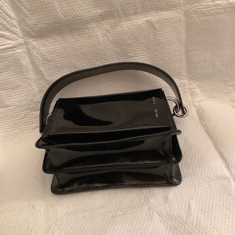 KARA Black Shiny Patent Leather Small Purse Crossbody Bag NWOT - Picture 5 of 13